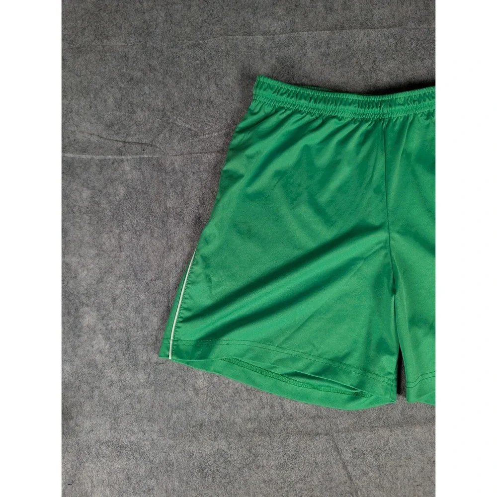 Reebok Mens Athletic Shorts Green White Piping Elastic Waist Drawstring Mesh